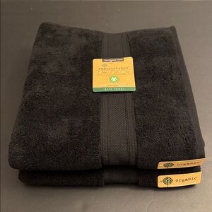 2pc ECOEXISTENCE The Organic Towel-100% Organic Cotton Loops Bath Towel Set -Blk